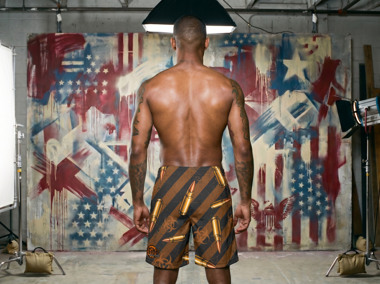 Gas Mask Warfare Swim Trunks