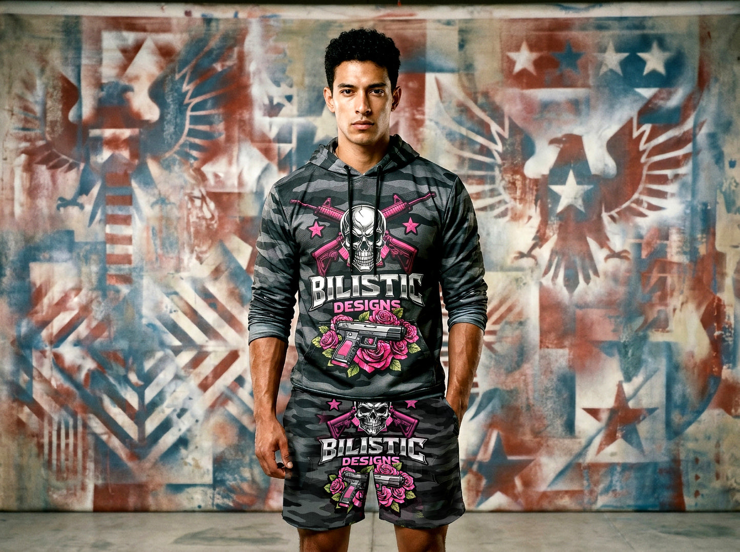 Urban Camo Skull & Rose Hoodie